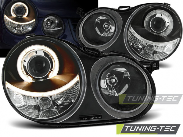 Upgrade Design Angel Eyes Scheinwerfer für VW Polo 9N 01-05 schwarz